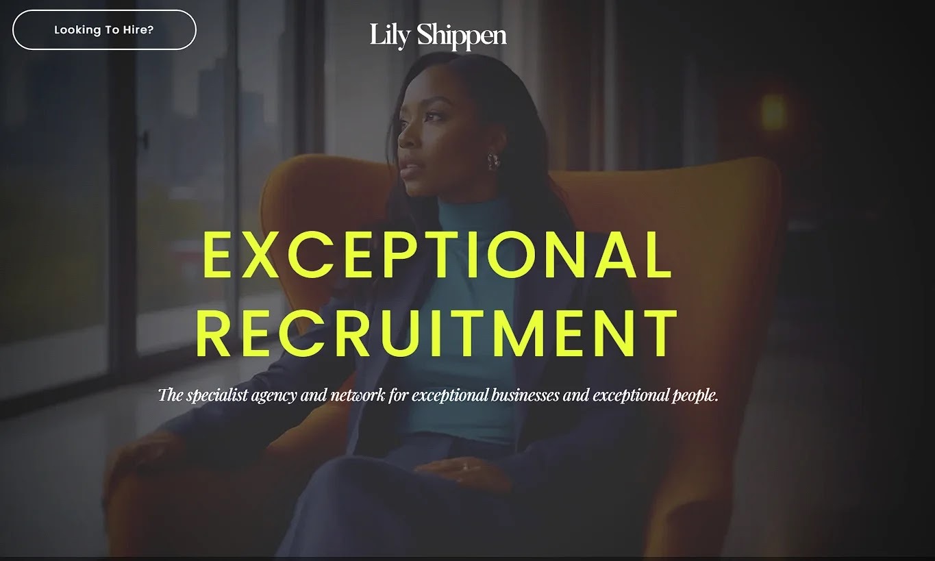 Screenshot of Manchester-based  PA and Admin recruitment agency Lily Shippen’s website homepage