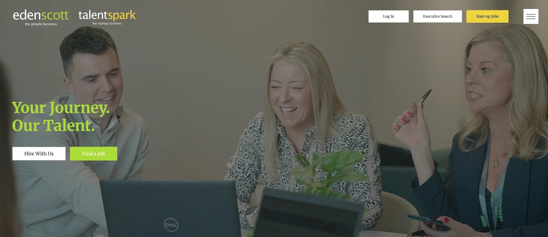 Screenshot of Scotland-based PA and Admin recruitment agency Eden Scott’s website homepage