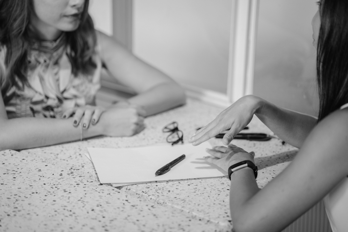Meeting between recruiter and candidate over PA job