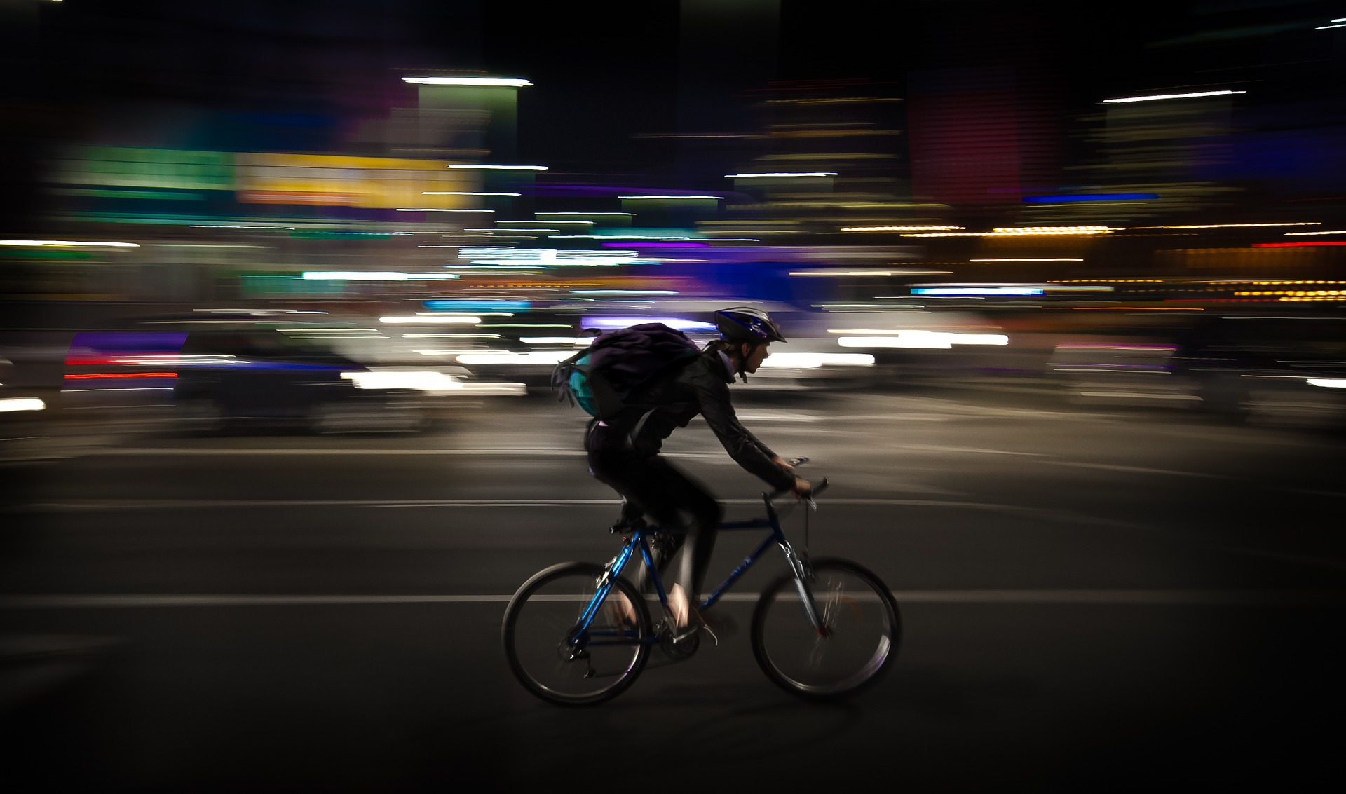 Business courier cycling quickly