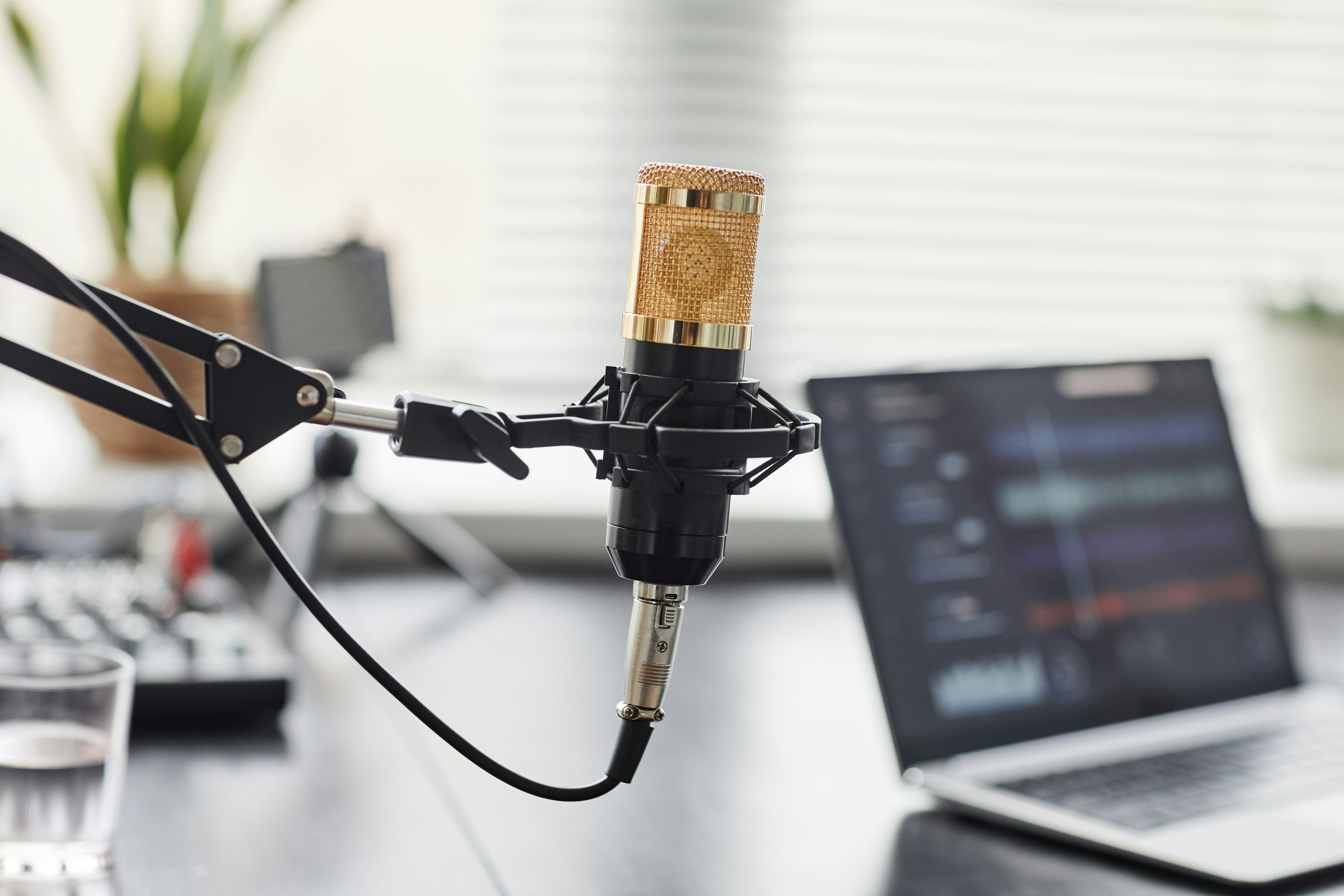 A microphone used in an office for recordings