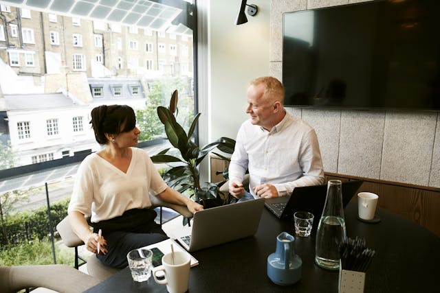 An admin recruiter in an initial consultation with a client